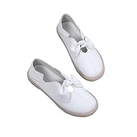 Summer Small White Shoes Cow Leather Flat Heel Women's Bean Shoes Women's White Nurse Shoes