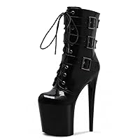 8inch summer sexy Stripper gothic Exotic Pole Dance Shoes 20cm Ankle Boots Platform buckle Fetish props low tube