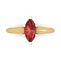 Clara Pucci 1.0 ct Marquise Cut Solitaire Natural VVS1 Red Garnet Engagement Wedding Bridal Promise Anniversary Ring 18K Yellow Gold