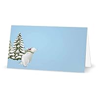 Christmas Polar Bear Place Cards - Tent Style - 10 or 50 Packs - Table Placement Name Seating Stationery Party Supplies Occasion Dinner Label (50)