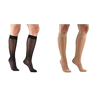 Truform 15-20 mmHg Compression Stockings Women's Knee High Black & Light Beige Medium