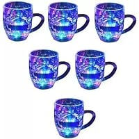 SK Traders LED Cup Flash Lighting Seven Changing Lights Cup for Drink & Water Perfect for Halloween Decor Rainbow Color Capacity 250 ml Material Crystle Pack of (6)