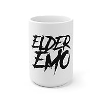 White Ceramic Mug Funny Emo Adult Introverts Distressed Sarcastic Sayings Humorous Traits Mockery Statements Emo Old Man 15oz