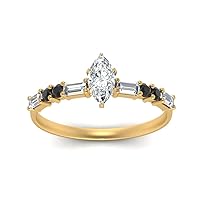 Choose Your Gemstone Vintage Classic Engagement Ring yellow gold plated Marquise Shape Side Stone Engagement Rings Minimal Modern Design Birthday Gift Wedding Gift US Size 4 to 12