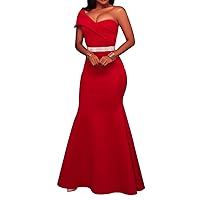 MAYFASEY Women's Sexy Off The Shoulder Oversized Bow Applique Evening Gown Party Long Maxi Dress