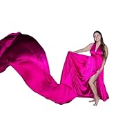 Long Flying Dress | Long Train Dress | Photoshoot Dress | Flowy Dress | Satin Dress | Santorini Flying Dress Long Maxi Photography Baby Shower Dress for Women| Long Satin Dress