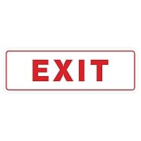 Standard Exit Wall or Door Sign | Durable Plastic and Easy Installation | Double-Sided Foam Adhesive Tape - White/Red - Small (1 Pack)