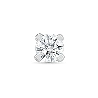 DGOLD 10kt Gold Round White Diamond Single Stud Earring for Men and Women (1/4 cttw)