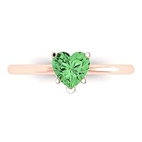 Clara Pucci 1.0 carat Heart Cut Solitaire Green Simulated Diamond 5-Prong Proposal Wedding Bridal Anniversary Ring 18K Rose Gold