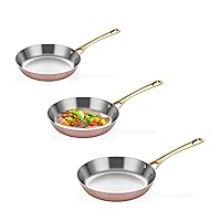 MEDO Professional Copper Cookware Set - Tri-Ply Technology - 3 Pieces Set - Premium Culinary Ensemble for Restaurant and Home Cooking - 1 Pcs Frypan 11-inc,1 Pcs Frypan 9.4-inc,1 Pcs Frypan 7.8-inc