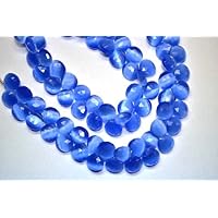 7 Inch 10mm Cats Eye Purple Blue Tiger Eye Opal Faceted Heart Briolettes Strand