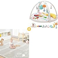 Foldable Play Mats for Babies and Toddlers & Jopyony Baby Play Gym with 7 Detachable Toys