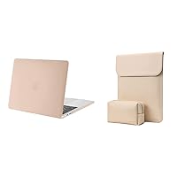 MOSISO Laptop Sleeve Faux Suede Leather Case with Small Bag&Compatible with MacBook Pro 13 inch Case 2023-2016 M2 M1 A2338 A2251 A2289 A2159 A1989 A1708 A1706, Plastic Hard Shell,Camel&Apricot