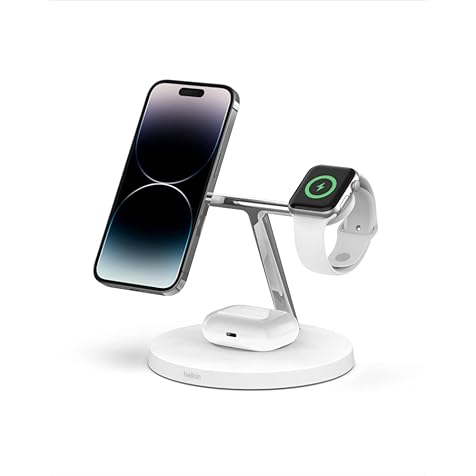 MagSafe 3-in-1 Wireless Charging Stand (Older 2021 Release) for Apple Watch, iPhone Series, AirPods - White