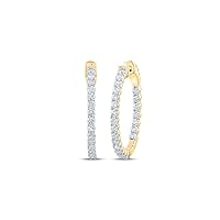 The Diamond Deal 10kt Yellow Gold Womens Round Diamond Hoop Earrings 2 Cttw