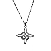 Witches Knot Necklace For Women Stainless Steel Irish 4-Pointed Celtic Knot Pendant Fashion Charm Magick Jewelry Gift