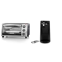 BLACK+DECKER 4-Slice Convection Oven, Stainless Steel, Curved Interior fits a 9 Inch Pizza, TO1313SBD & EasyCut Extra-Tall Can Opener with Knife Sharpener and Bottle Opener, Black, EC500B-T