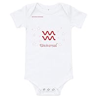 Aquarius Zodiac Baby Onesie with Stars White