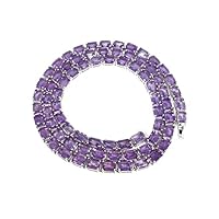 ANGEL SALES 10.00 Ct Emerald Cut Purple Amethyst 18 Inch Tennis Necklace For Girl's & Women's 14K White Gold Finish