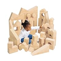 Constructive Playthings Super-Size Wood-Look Foam Blocks for Kids, 56 Piece Set