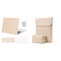 MOSISO Compatible with MacBook Air 13 inch Case 2022, 2021-2018 A2337 M1 A2179 A1932, Faux Suede Leather Laptop Sleeve with Small Bag&Keyboard Cover&Screen Protector&Storage Bag, Apricot