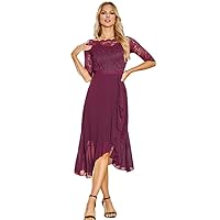 Women Vintage Embroidered Evening Dress V Neck Short 3/4 Sleeves Wedding Cocktail A Line Midi Gown