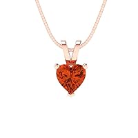 Clara Pucci 0.5 ct Brilliant Heart Cut Solitaire Simulated Red Diamond 14k Rose Gold Pendant with 18