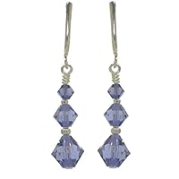 ATHALIE silver plated tanzanite lilac crystal clip on earrings