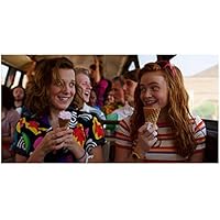 Stranger Things Eleven and Max on Bus Eating Ice Cream with Smiles 8 x 10 Inch Photo
