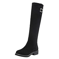 BIGTREE Womens Tall Riding Boots Wide-Calf Knee-High Studded Pull-On Casual Winter Fashion Equestrian Boot