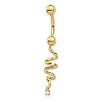 14k Gold CZ Cubic Zirconia Simulated Diamond Twisted Belly Ring Measures 41.2x6.33mm Wide Jewelry Gifts for Women