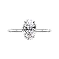 Moissanite Solitaire Engagement Ring, 2.0 CT Oval, Silver, 4 Prong Setting