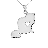 FLUFFY CAT WITH CUTOUT HEART SILHOUETTE PENDANT NECKLACE IN STERLING SILVER - Pendant/Necklace Option: Pendant With 18