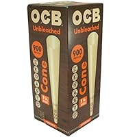 Virgin Unbleached Pre-Rolled Cones (900 Total Cones) 1 ¼ Size Bulk Pack Ultra-Thin Natural Rolling Papers with Tips - Slow Burning, 100% Natural Acacia Gum, Unbleached Paper