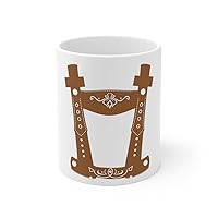 White Ceramic Mug Humorous Leather Bavaria Tracht Dirndl Germany Holidays Novelty Germanic religious 11oz