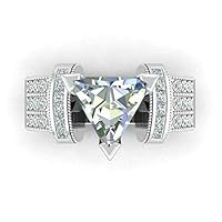 Luxury Women Trillion Cut 2.95ct White Sapphire 925 Silver Ring Size 6-8 (7)