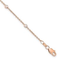 1.2mm True Origin 14k Rose Gold 1/5 Carat Lab Grown Diamond SI D E F 9 Station Anklet 9 Inch Jewelry Gifts for Women