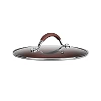 Cooking Pot Lid 1.5 Quart - See-Through Tempered Glass Lids, Stainless Steel Rim, Dishwasher Safe (Works with Models: NCCW14SBR & NCCW20SBR), Brown - NCCW14SBR1LID