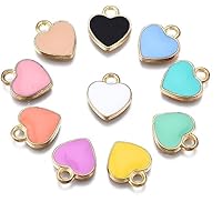 DanLingJewelry 100Pcs Random Color Enamel Heart Charms Peach Heart Charms Enamel Valentine's Day Charms for Jewelry Making DIY