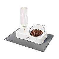 Marchul Tilted Cat Food Bowl with Feeding Mat for Food and Water, Food Feeding Dishes for Raised Cats and Puppies