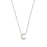 Letters A-Z Pendant Necklace for Women, Fashion Jewelry, Rhodium-Plated Brass