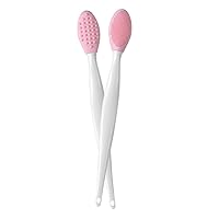 Silicone Lip Brush Double Sided Nose Scrubber Soft Manual Blackhead Cleaner Pink 2PCS, lip scrubber