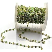 5 Feet Long gem Chrysoprase 2.5-3mm rondelle Shape Faceted Cut Beads Wire Wrapped Silver Plated Rosary Chain for Jewelry Making/DIY Jewelry Crafts CHIK-ROS-CH-56071