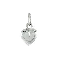 Sterling Silver Tiny Puffy Heart Necklace for Women and Girls 3/8 inch Wide Available with or Without a Chain