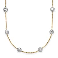 18k Gold 1.1mm Diamond Stations Cable Chain Necklace