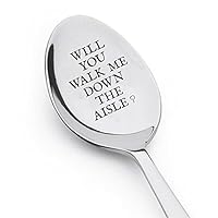 Gift for Boyfriend/Girlfriend - Will You Walk Me Down the Aisle | Proposal Gift on Valentine's Day | Wedding Gift to Wife/Husband - Engraved Spoon -7inch