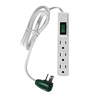 GoGreen Power (GG-13002MS) 3 Outlet Power Strip, White, 2.5 Ft Cord