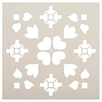 Flower Petal Leaf Diamond Tile Stencil by StudioR12 | Quarter Pattern for Bathroom Floors | DIY Kitchen Wall Backsplash | Select Size (6 x 6 inch)