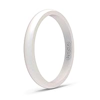 Enso Rings Halo Birthstone Silicone Ring – Minimalist Stackable Wedding Engagement Band – – 2.54mm Wide, 1.5mm Thick