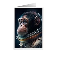 ARA STEP Unique All Occasions Astronaut Wild Animals Greeting Cards Assortment Vintage Aesthetic Notecards 1 (Astrounaut Chimpanzee set of 4 X 2 (8 PCS), 105 x 148.5 mm / 4.1 x 5.8 inches)